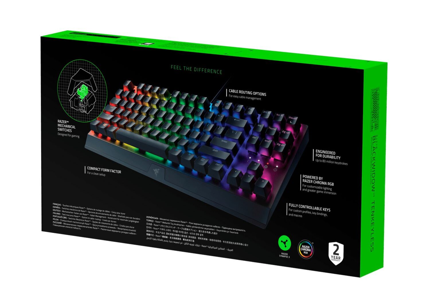 Razer BLACKWIDOW V3 TENKEYLESS Mechanical Gaming Keyboard GR Layout - Green Switches - Image 6