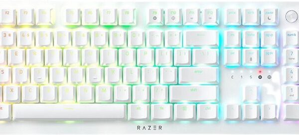 Razer DEATHSTALKER V2 PRO White – Wireless – Low Profile  – Clicky Optical Switches - RGB