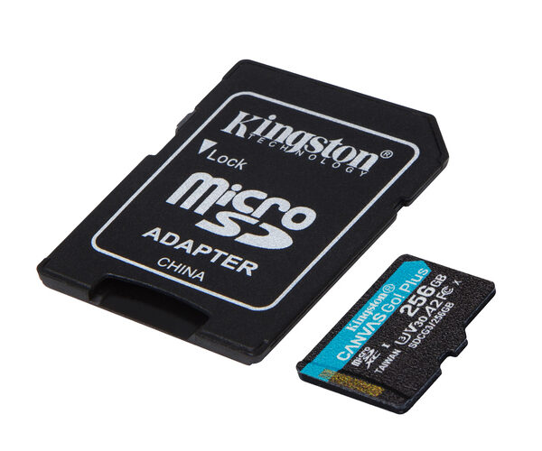 KINGSTON Memory Card MicroSD Canvas Go! Plus SDCG3/256GB, Class 10, SD Adapter