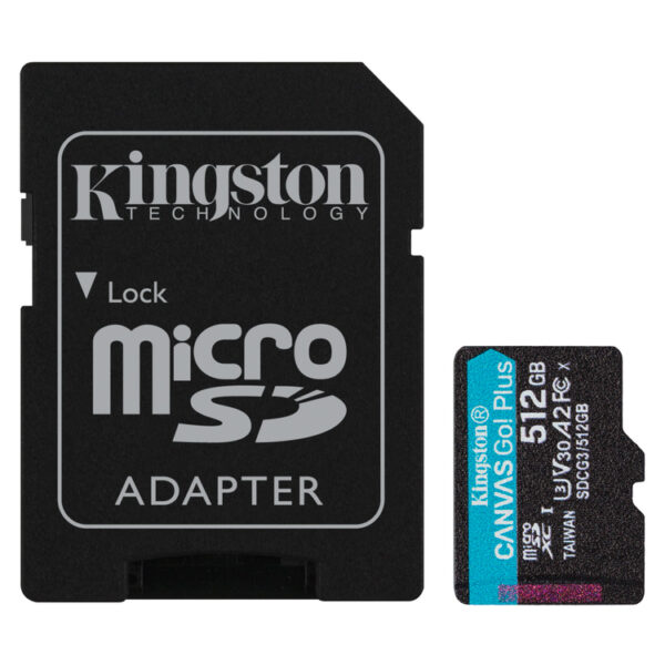 KINGSTON Memory Card MicroSD Canvas Go! Plus SDCG3/512GB, Class 10, SD Adapter