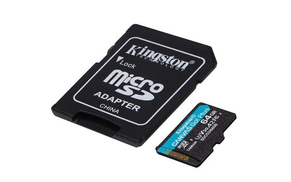 KINGSTON Memory Card MicroSD Canvas Go! Plus SDCG3/64GB, Class 10, SD Adapter