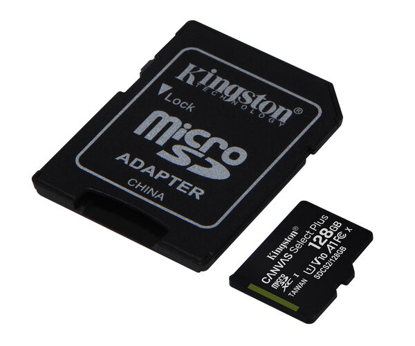 KINGSTON Memory Card MicroSD Canvas Select Plus SDCS2/128GB, Class 10, SD Adapter