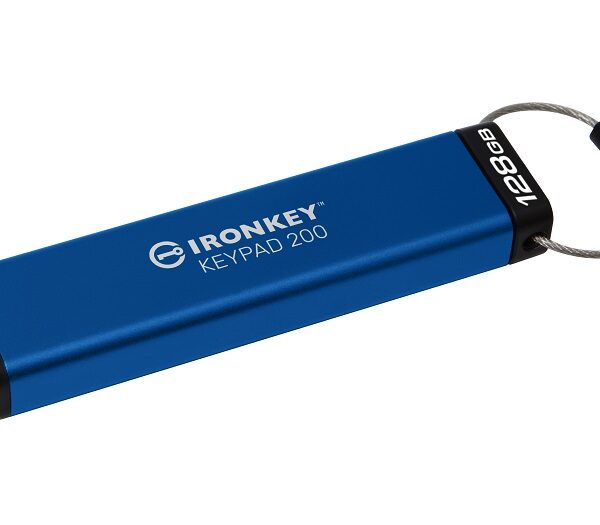 KINGSTON USB Stick IronKey Keypad 200 encrypted IKKP200/128GB, USB 3.2 Type A,Blue