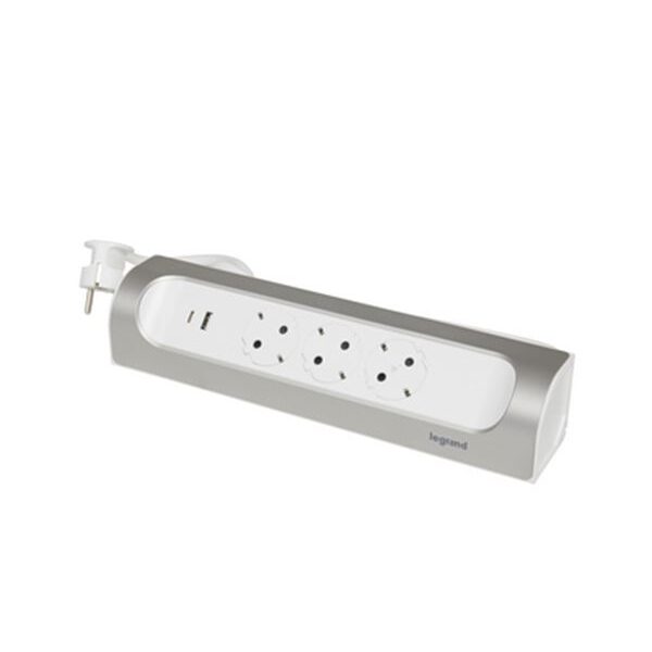 Legrand SurgeArrest 3 Outlets 1m Cable Corner White/Silver