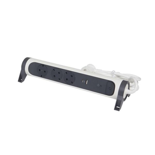 Legrand SurgeArrest 3 Outlets 1.5m Cable SPD White/Grey Rotating