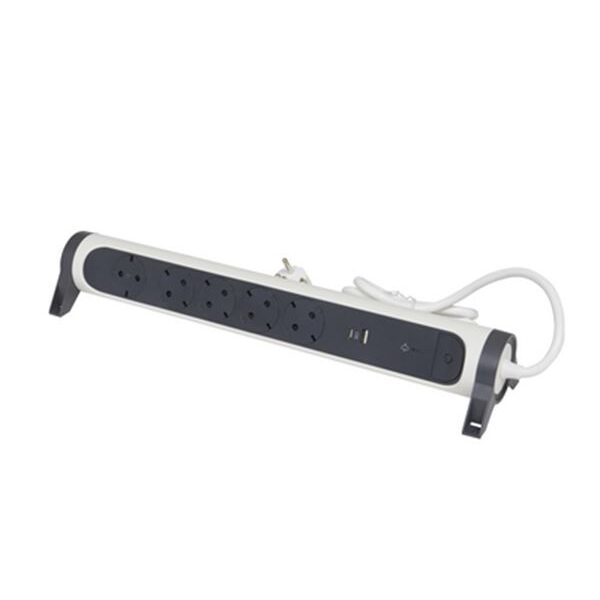 Legrand SurgeArrest 5 Outlets 1.5m Cable SPD White/Grey Rotating