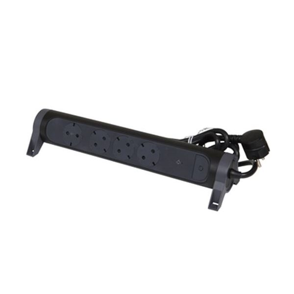 Legrand SurgeArrest 4 Outlets 1.5m Cable SPD Black/Grey Rotating