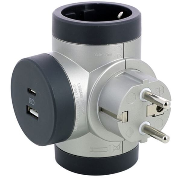 Legrand SurgeArrest 2 Outlets Silver/Grey Rotating