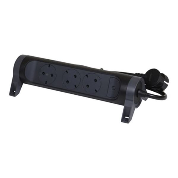 Legrand SurgeArrest 3 Outlets 1.5m Cable  Black/Grey Rotating