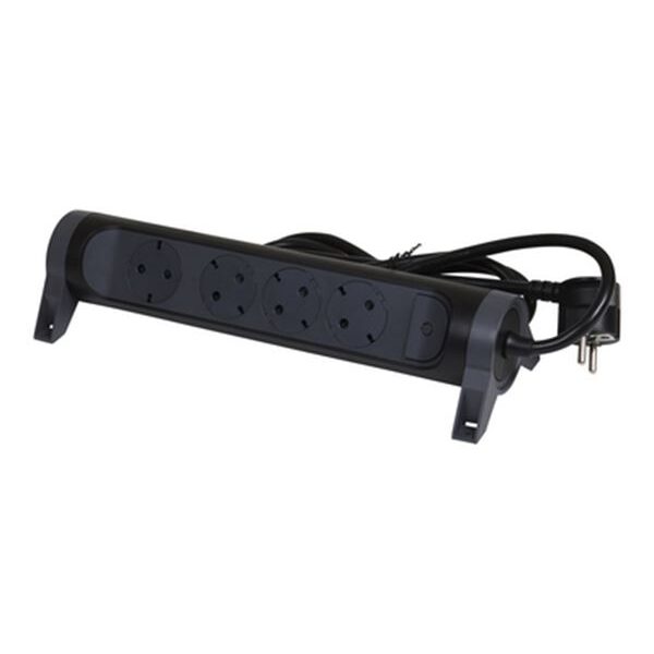 Legrand SurgeArrest 4 Outlets 1.5m Cable  Black/Grey Rotating