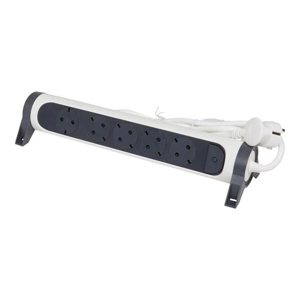 Legrand SurgeArrest 5 Outlets 1.5m Cable  White/Grey Rotating