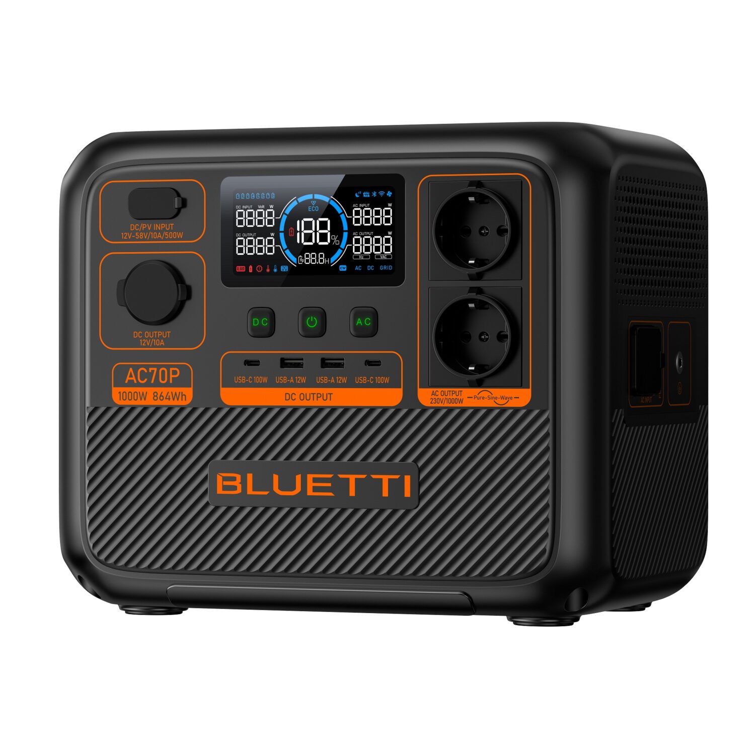 BLUETTI Premium AC70P Portable Power Station, 1000W AC Outlet 864Wh - Εικόνα 2