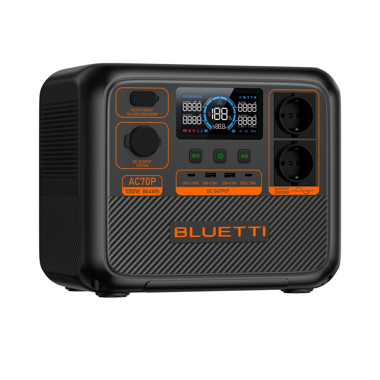 BLUETTI Premium AC70P Portable Power Station, 1000W AC Outlet 864Wh - Εικόνα 3