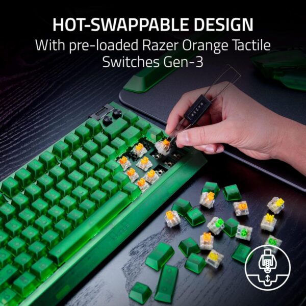 Alternative view of Razer BLACKWIDOW V4 75% Phantom Ed. - Mechanical - RGB - Hot-Swappable - Orange Tactile Switches