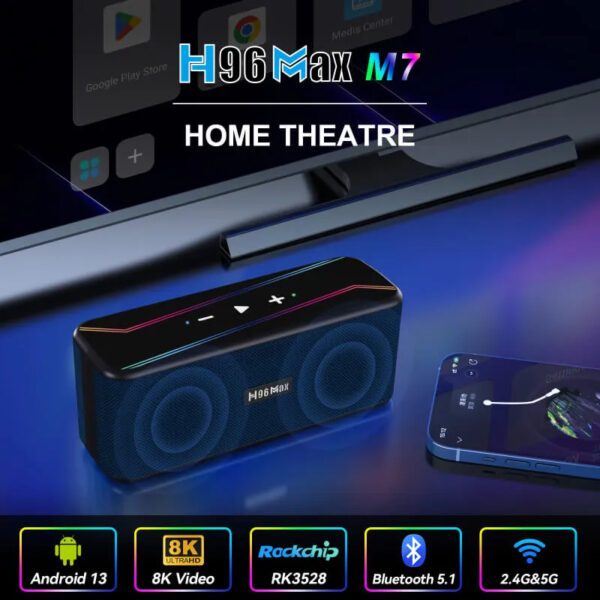 Alternative view of H96 MAX TV Box & ηχείο M7, RK3528, 8K, 4/32GB, WiFi, Bluetooth, Android 13
