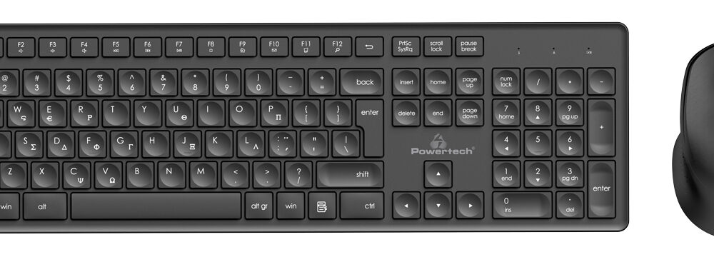 POWERTECH set ποντίκι & πληκτρολόγιο PT-1151, ασύρματο, 1600DPI, μαύρο