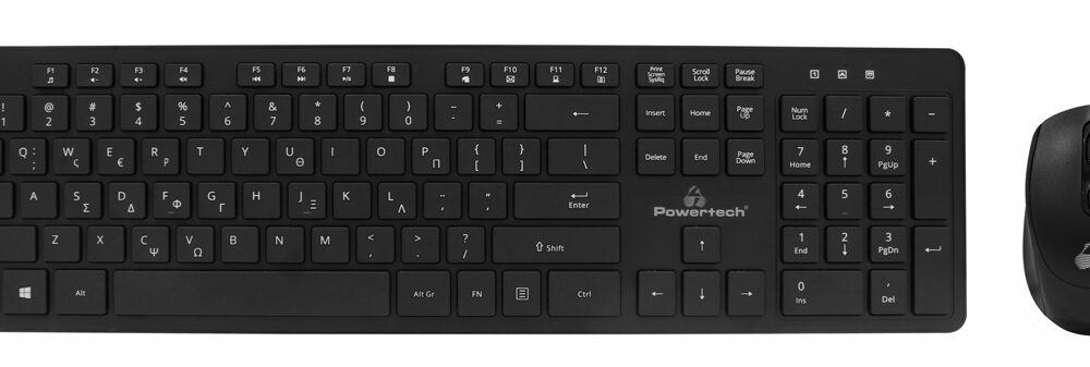 POWERTECH set ποντίκι & πληκτρολόγιο PT-1189, ασύρματο, 1600DPI, μαύρο