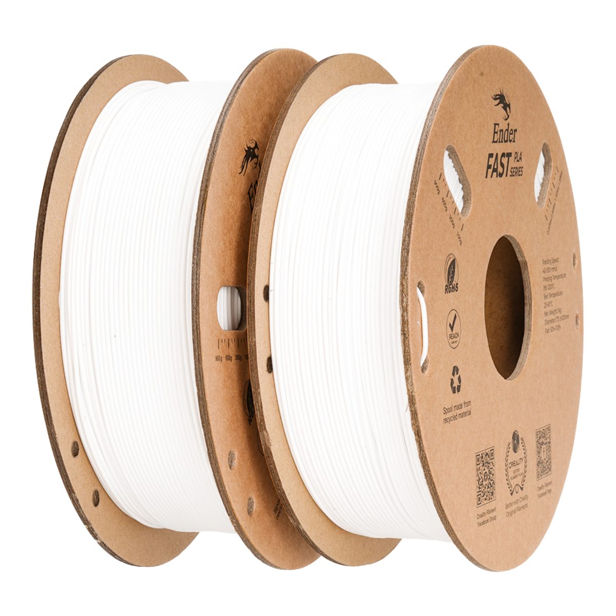 Creality Ender Fast PLA Value Pack 2Kg 2xWhite 300mm/s 3D Printer Filament 2x1 kg Spool,1.76