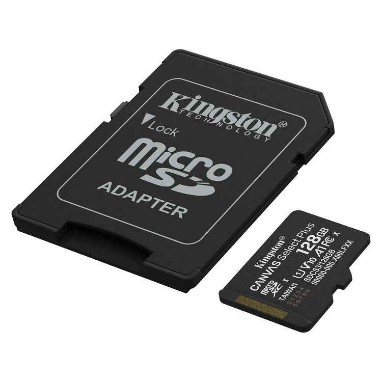 KINGSTON Memory Card MicroSD Canvas Select Plus SDCS3/128GB, Class 10, SD Adapter