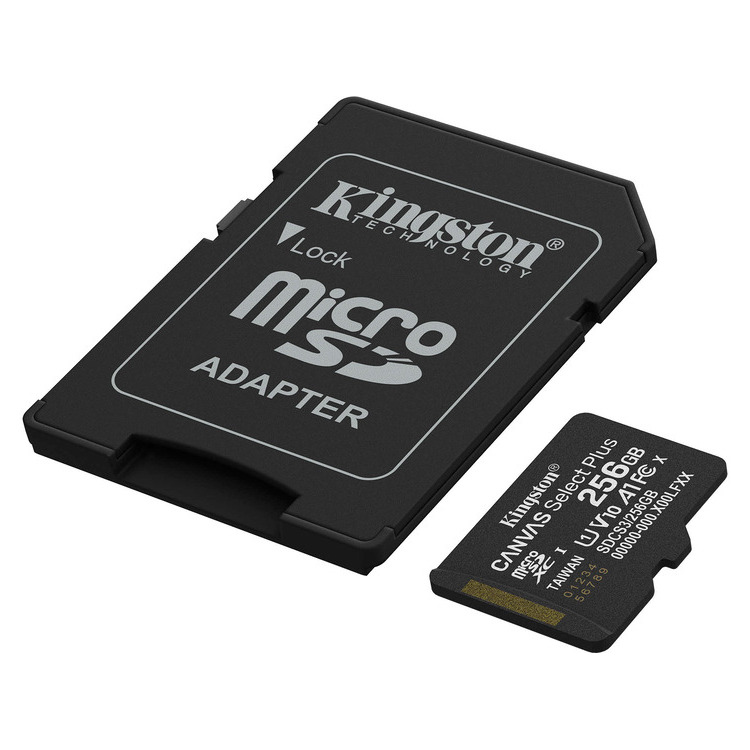 KINGSTON Memory Card MicroSD Canvas Select Plus SDCS3/256GB, Class 10, SD Adapter