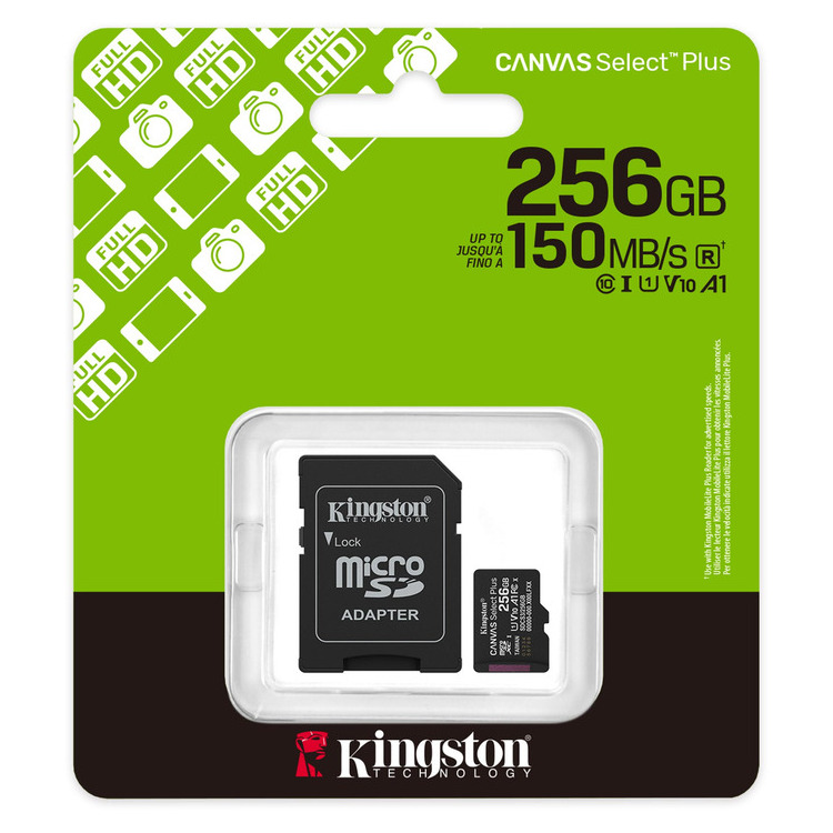 Alternative view of KINGSTON Memory Card MicroSD Canvas Select Plus SDCS3/256GB, Class 10, SD Adapter
