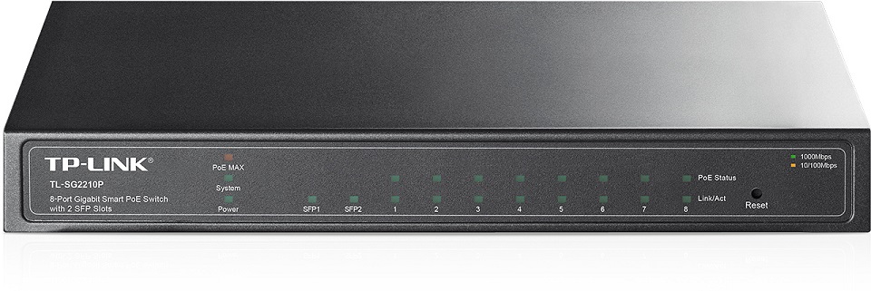 TP-LINK Switch TL-SG2210P, 8-Port Gigabit Smart PoE Switch with 2 SFP Slots