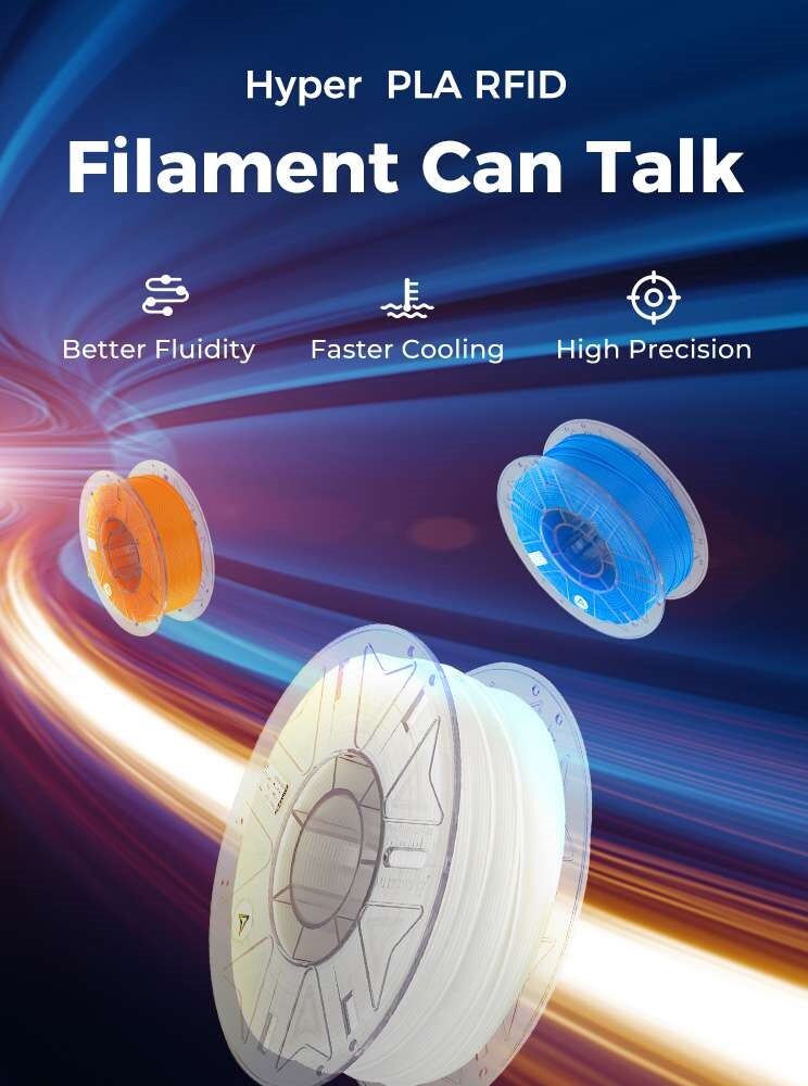 Alternative view of Creality Hyper PLA RFID Blue - Fast Printing Filament with CFS tag 1kg 1.75 (3301010404)