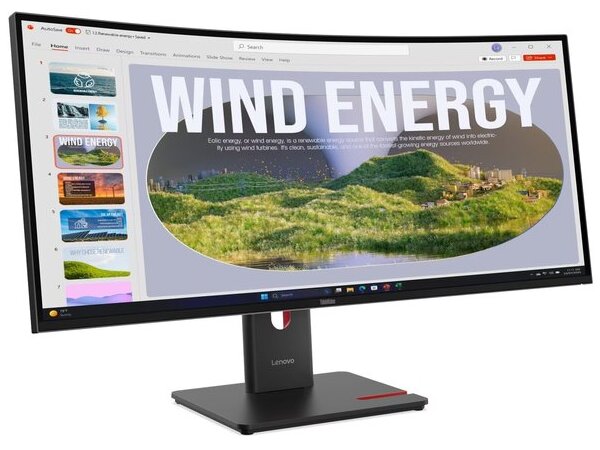 Alternative view of LENOVO Monitor ThinkVision T34WD-40 34'' WQHD VA, Curved, RJ45, HDMI, USB-C, Display Port, Height adjustable, 3YearsW