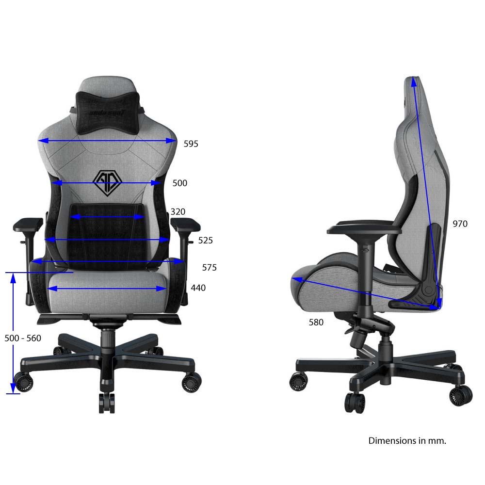 Alternative view of ANDA SEAT Gaming Chair T-PRO II Light Grey/ Black FABRIC with Alcantara Stripes