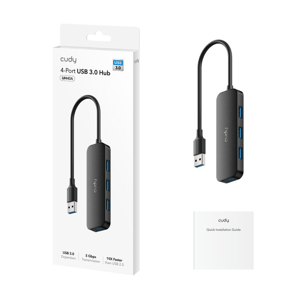 Alternative view of CUDY USB 3.0 Hub UH40A 4-Port