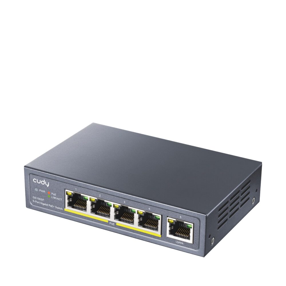 Alternative view of CUDY Switch GS1005P 5-Port Gigabit PoE+