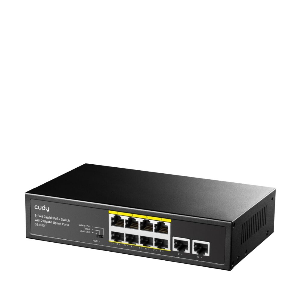 Alternative view of CUDY Switch GS1010P 8-Port Gigabit PoE+ with 2 Gigabit Uplink Ports