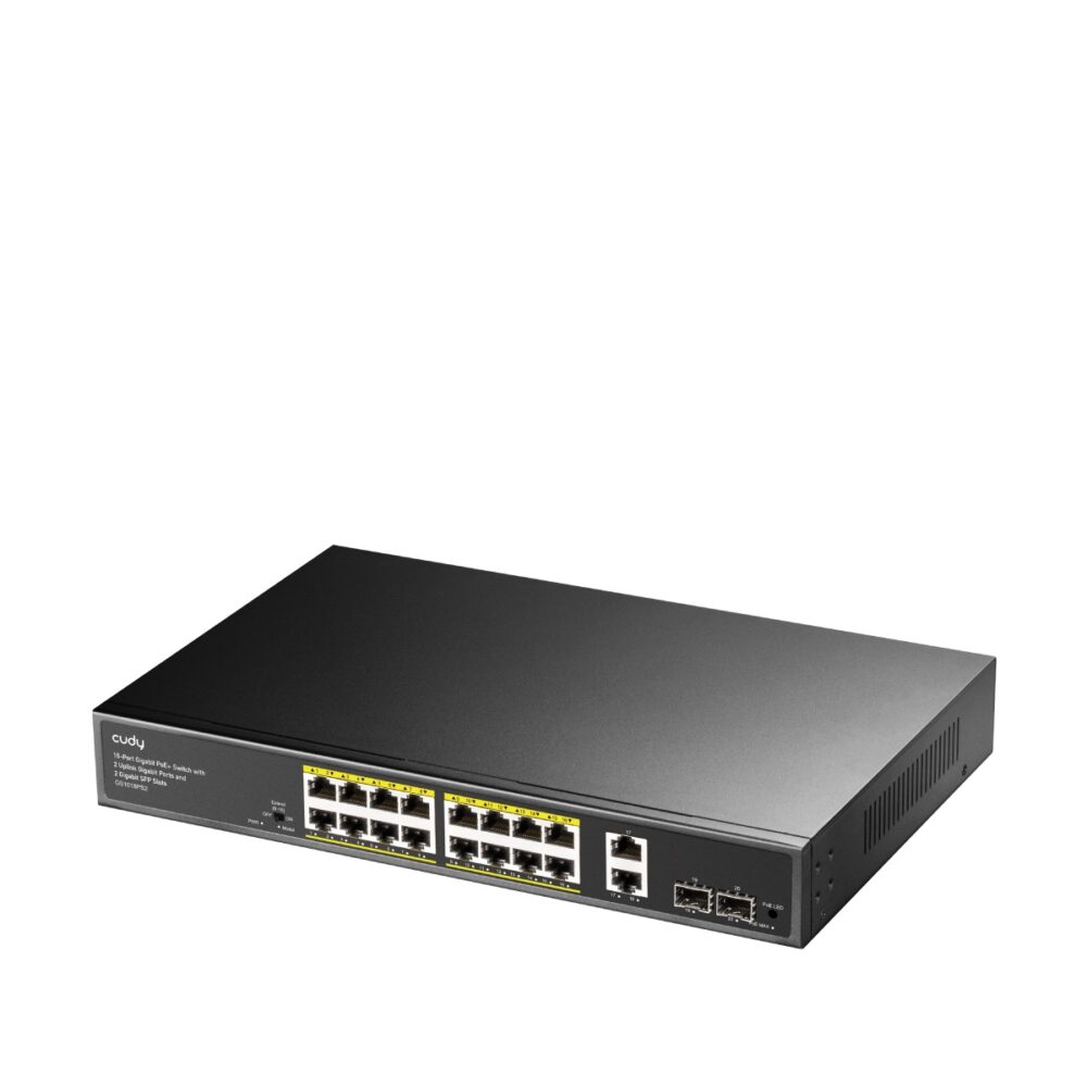 Alternative view of CUDY Switch GS1018PS2 16-GbE PoE with 2 Uplink GbE and 2 Uplink SFP