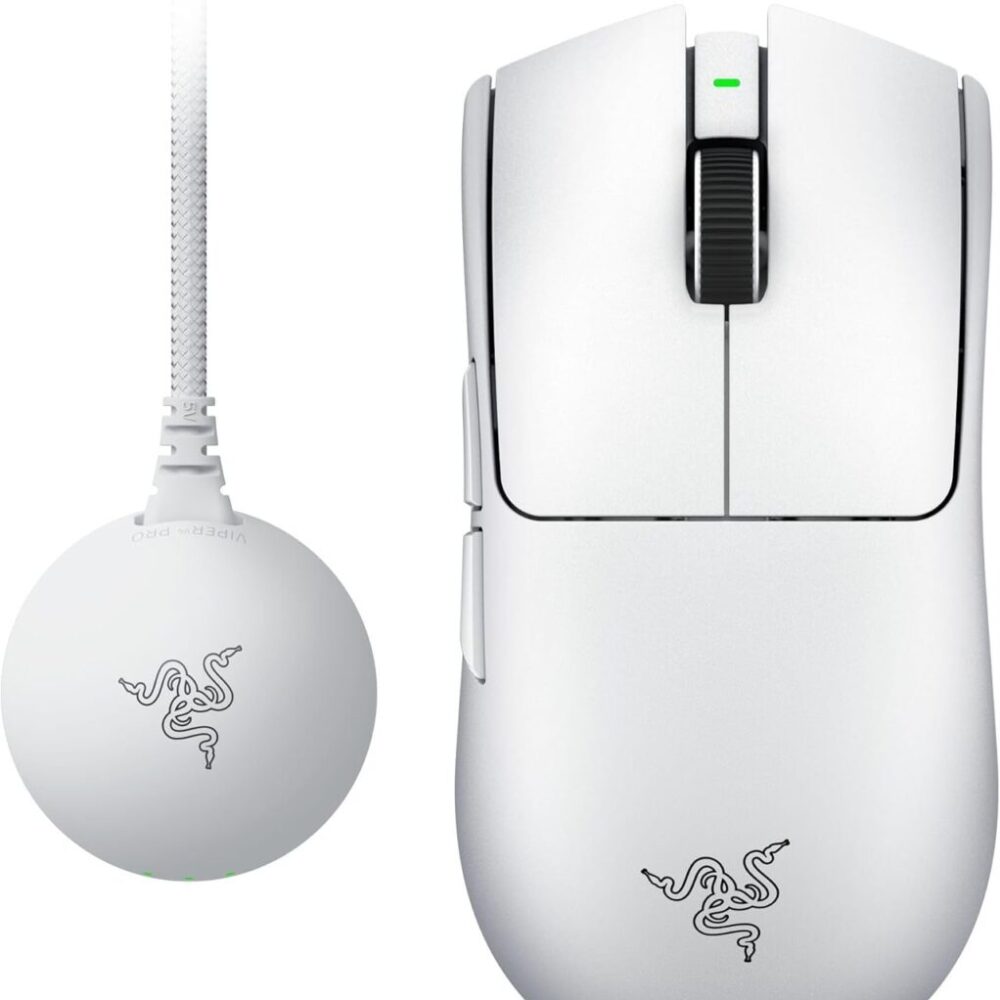 Razer VIPER V4 PRO White – Wireless Gaming Mouse – 50g – 8K Polling Rate – 50K DPI – 180h Battery