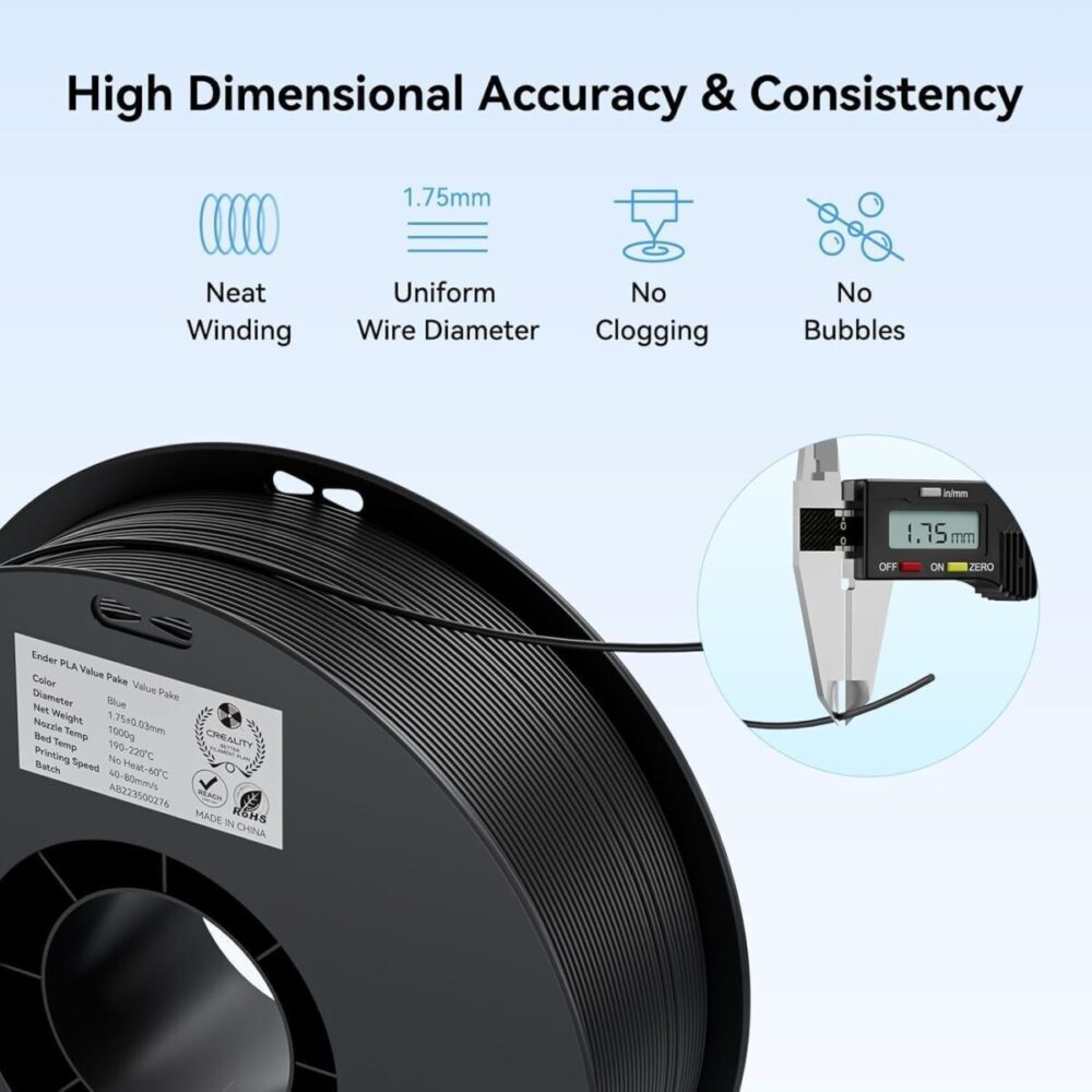 Alternative view of Creality EN-PLA Value Pack 4kg - 4 x Black - Ender Filament 4kg 1.75 (3301010476)