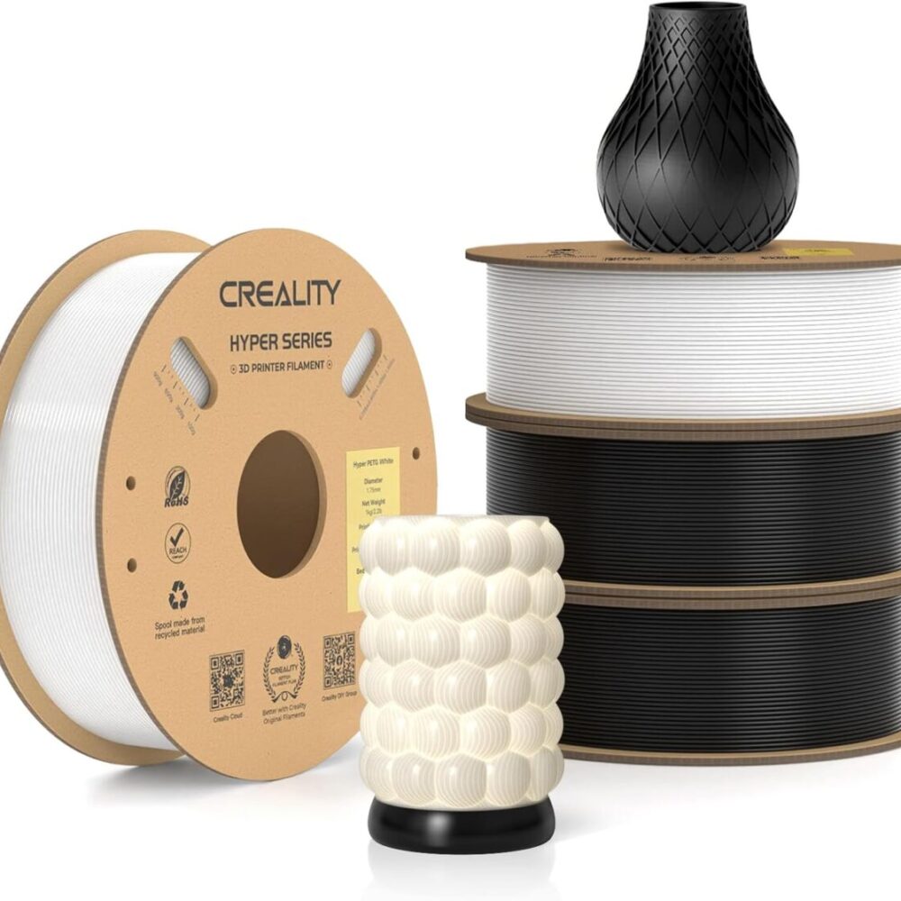 Creality Hyper-PETG Value Pack 4kg - 2x Black & 2x White 3D Printer Filament, fast print, 4kg 1.78