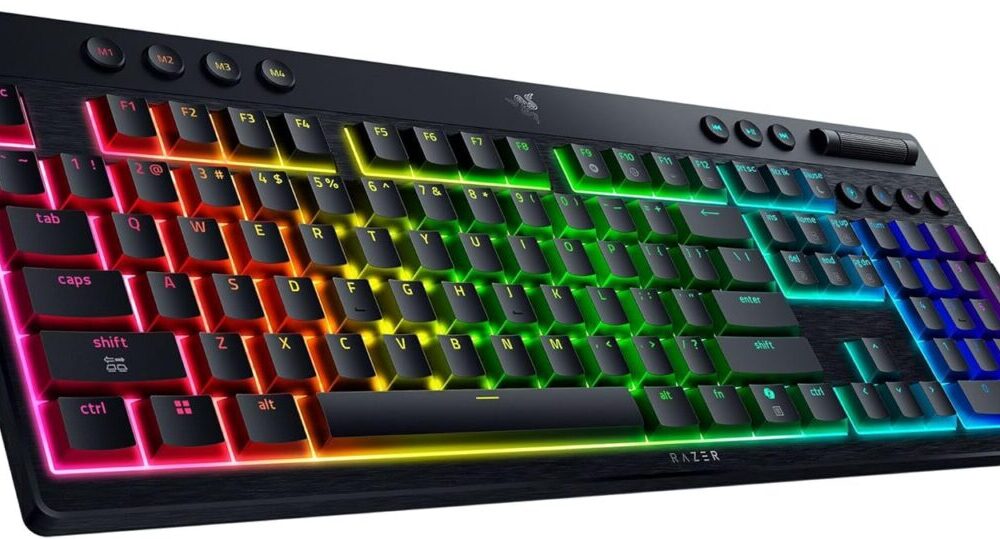 Alternative view of Razer BlackWidow V4 Low Profile HyperSpeed - Wireless / Bluetooth RGB Gaming Keyboard -Yellow Switch