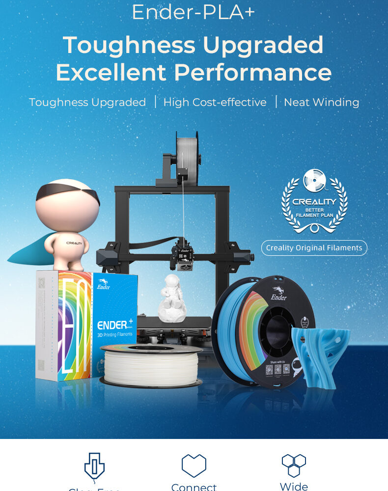 Alternative view of CREALITY EN-PLA+ White Ender 3D Printer Filament Strength 34MPA Bend 77MPa 1 kg Spool1.75 3301010305