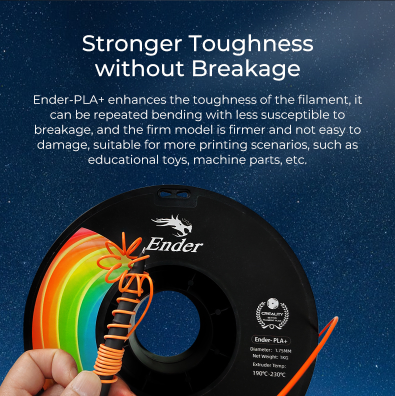 Alternative view of Creality EN-PLA+ Rainbow Ender 3D Printer Filament Strength 34MPA Bend 77MPa 1 kg Spool1.75 33010103