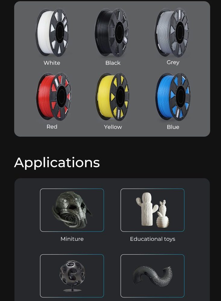 Alternative view of CREALITY EN-PLA Grey Ender 3D Printer Filament 1 kg Spool,1.75 mm (3301010123) gray