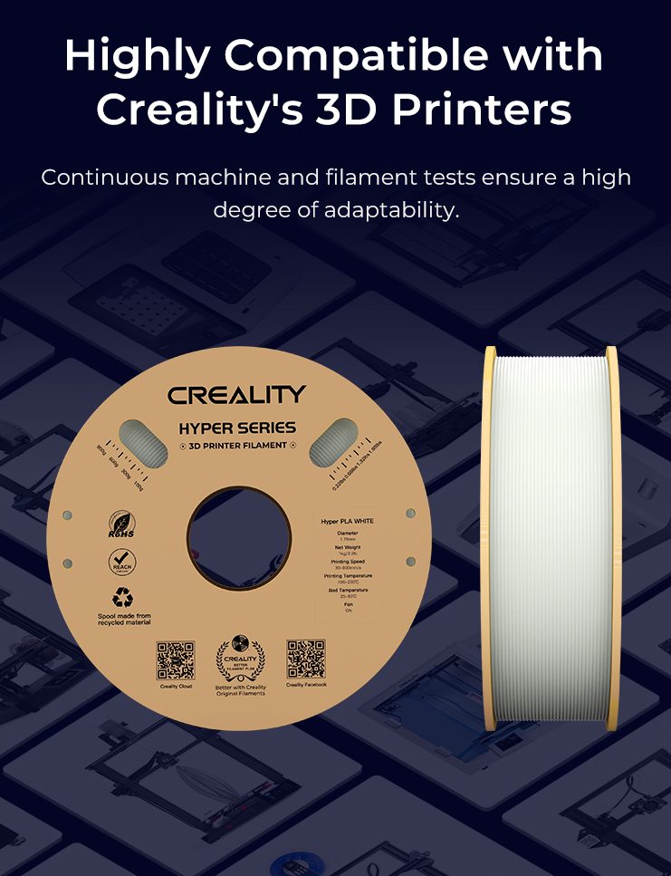 Alternative view of Creality Hyper PLA Complexion Skin Flesh 3D Printer Filament, High Speed, 1 kg Spool1.75