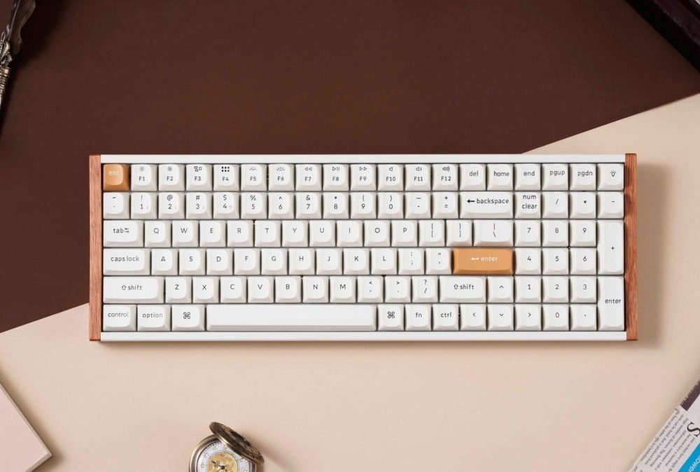 Alternative view of Keychron K4 HE (K4H-Q1) Special Wood Edition White Wireless Magnetic Hall Effect RGB Keyboard 96% US