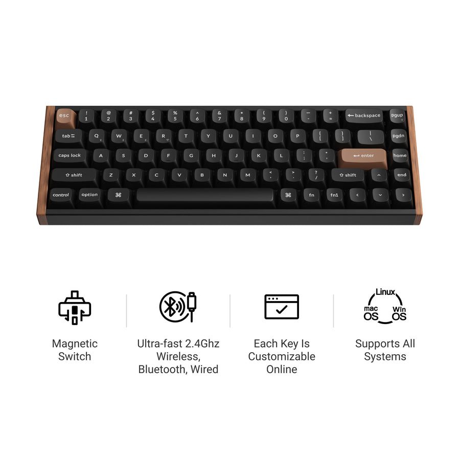 Alternative view of Keychron K6 HE (K6H-F1) Special Wood Edition Wireless Magnetic Hall Effect RGB Keyboard 65% US