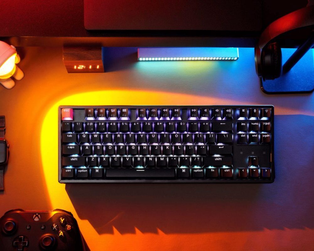 Alternative view of Keychron K8 V2 (K8X-C3) QMK Wireless Mechanical Keyboard Brown Switch RGB 80% US Lay Aluminum Frame