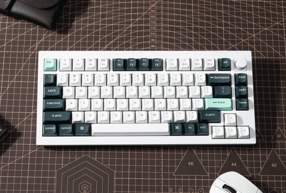 Alternative view of Keychron Q1 HE (Q1H-P1) QMK White Wireless Custom Hall Effect Keyboard Purple Switch 75% US Layout
