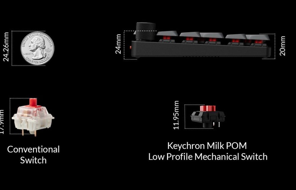Alternative view of Keychron K0 Max (K0M-H1) QMK Wireless Custom Num Pad Mechanical Low Profile Red Switch RGB Hot-Swap