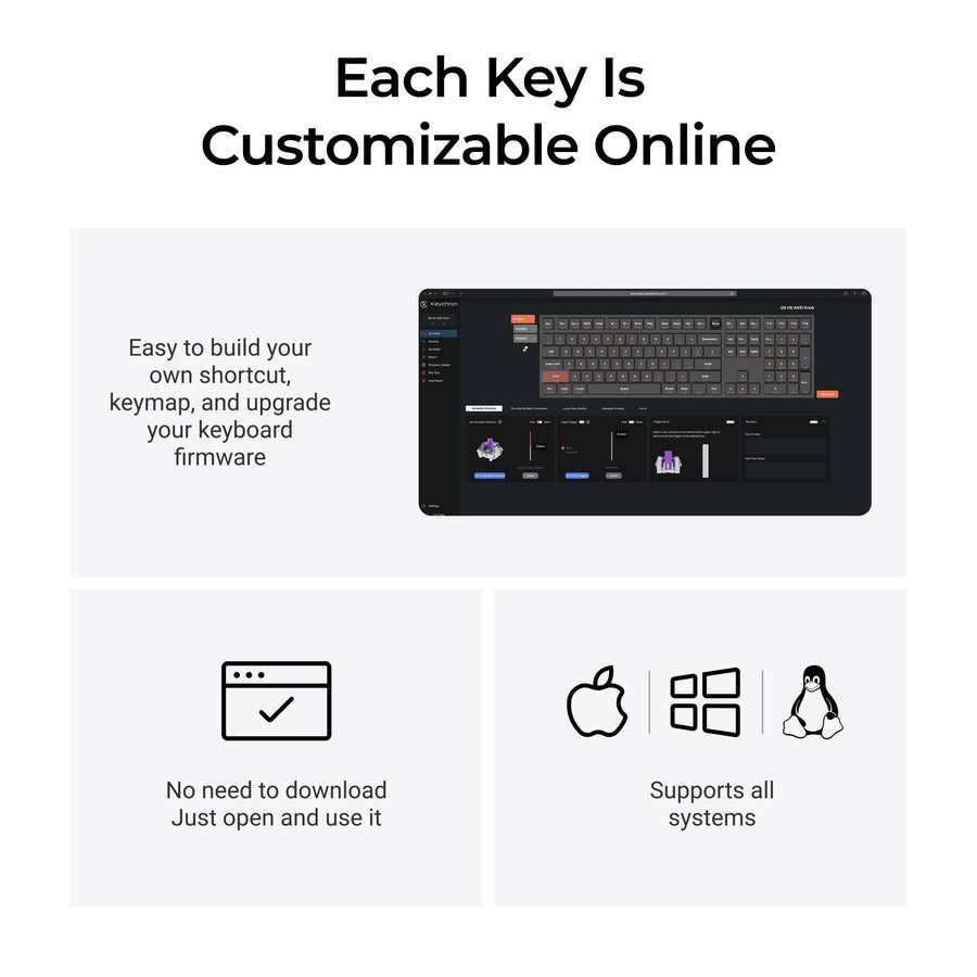 Alternative view of Keychron Q6 HE (Q6H-M1) QMK Wireless Custom Hall Effect Keyboard Purple Switch 100% US Layout