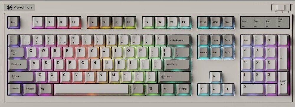 Alternative view of Keychron R6 (R6-M1) QMK Wireless Mechanical Keyboard Red Switch Hot-Swap RGB 100% US Retro