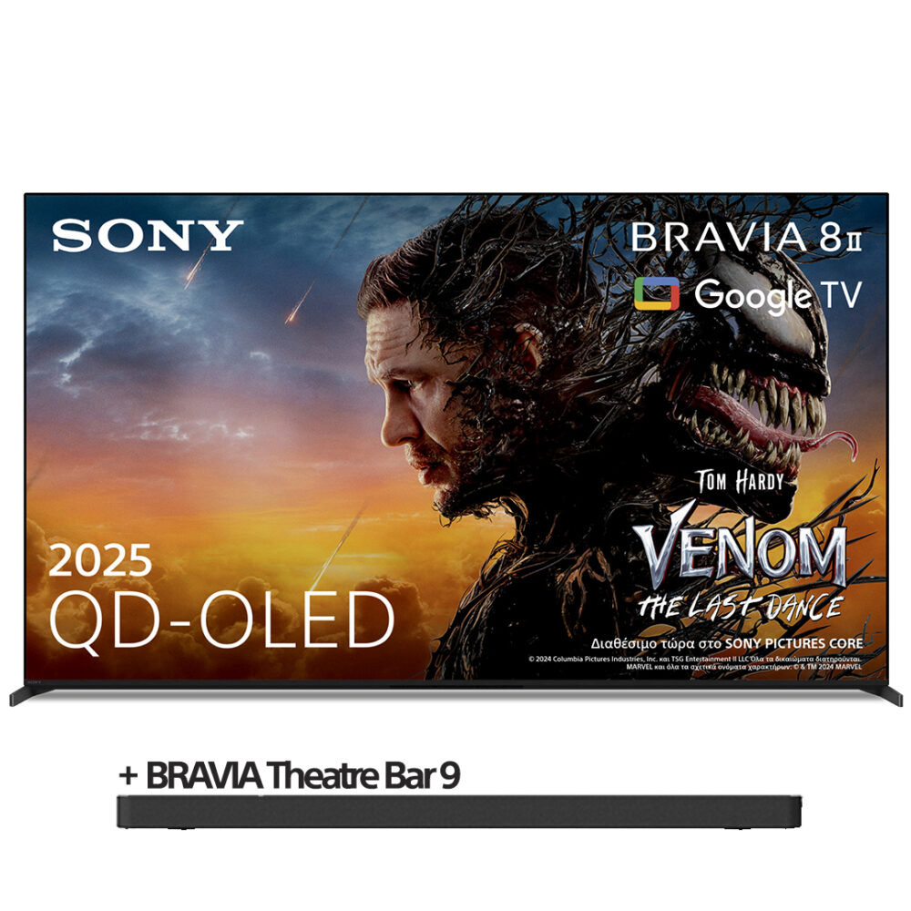 Sony BRAVIA 8 II QD-OLED Google TV (2025) 55" με AI XR Processor + BRAVIA Theatre Bar 9
