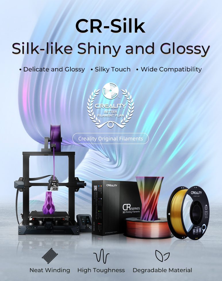 Alternative view of CREALITY CR-PLA Silk White, 3D Printer Filament Glossy, 1 kg Spool,1.75 mm (3301120004)